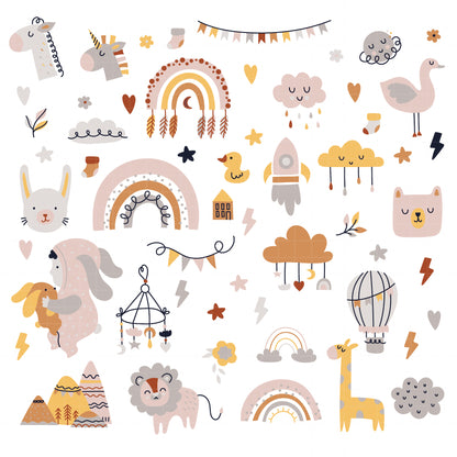 COD6157 - Baby SVG PNG Mega Bundle | 168 Boho Nursery Clipart 3 Color Palettes | Rainbow Animals Baby Shower | Cricut Sublimation Instant Download