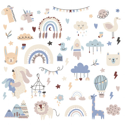 COD6157 - Baby SVG PNG Mega Bundle | 168 Boho Nursery Clipart 3 Color Palettes | Rainbow Animals Baby Shower | Cricut Sublimation Instant Download