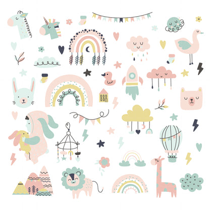COD6157 - Baby SVG PNG Mega Bundle | 168 Boho Nursery Clipart 3 Color Palettes | Rainbow Animals Baby Shower | Cricut Sublimation Instant Download