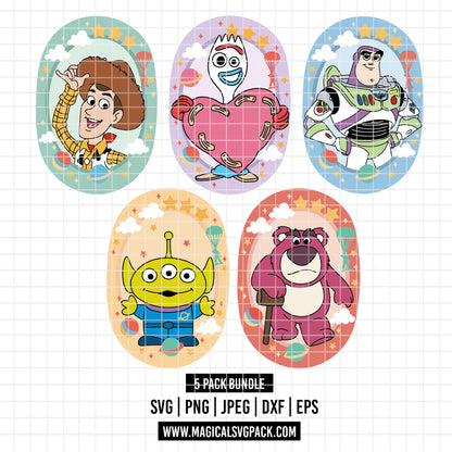 COD6164 - Toy Story characters in frames pack bundle, Disney clipart Svg, Png, Eps, Dxf, Jpeg, vector.