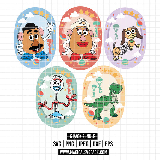 COD6165 - Toy Story Characters in frames pack bundle, Disney clipart Svg, Png, Eps, Dxf, Jpeg, vector.