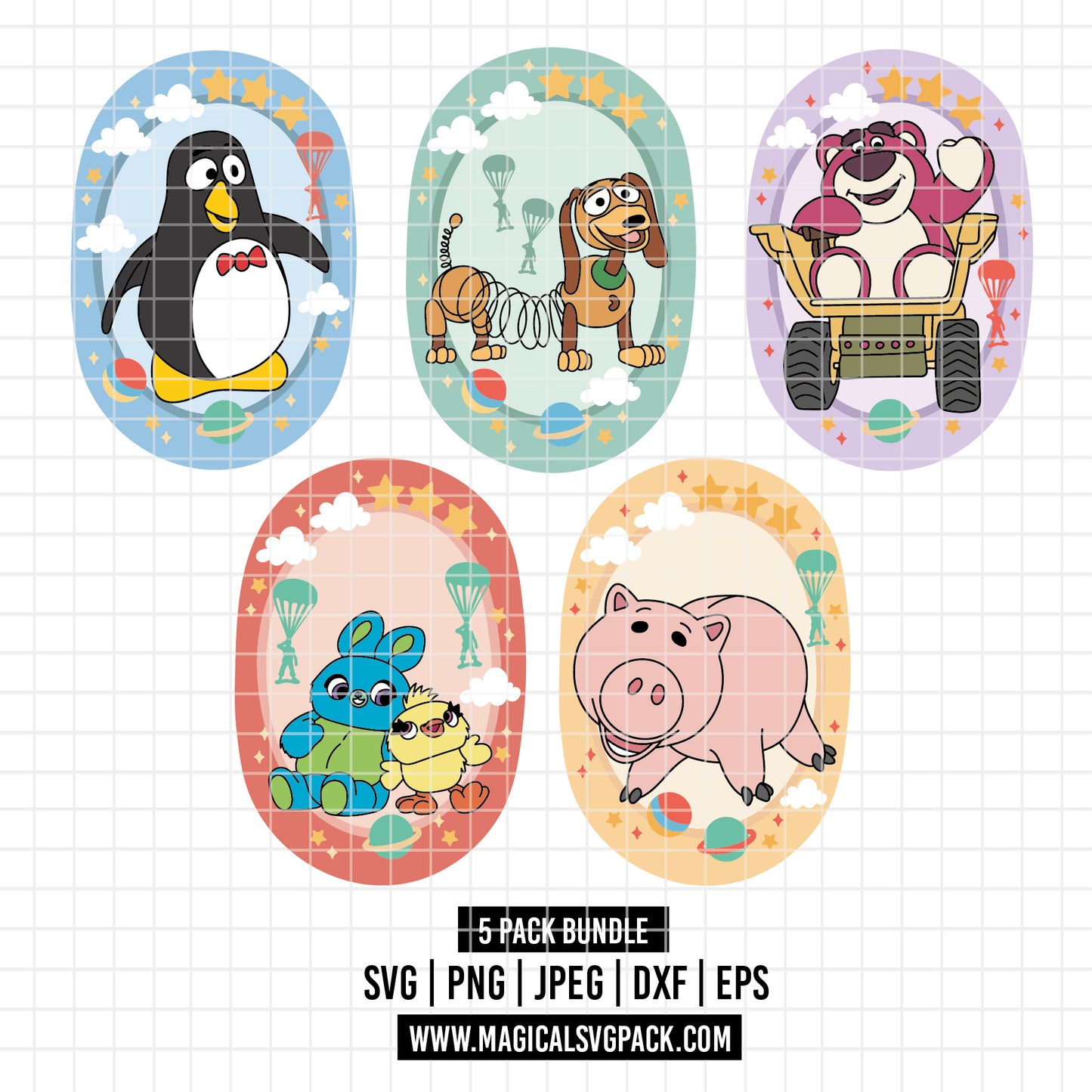 COD6168 - Toy Story characters in frames pack bundle, Disney clipart Svg, Png, Eps, Dxf, Jpeg, vector.