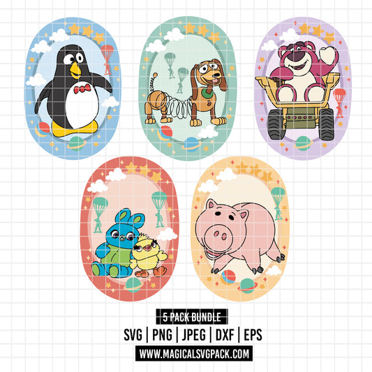 COD6168 - Toy Story characters in frames pack bundle, Disney clipart Svg, Png, Eps, Dxf, Jpeg, vector.