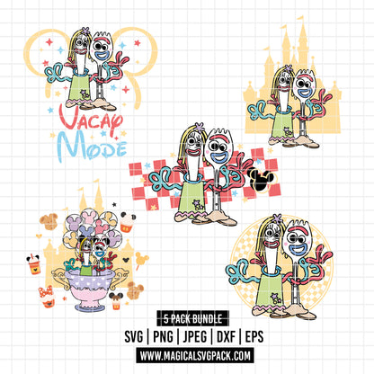 COD6186 - Forky & Knifey pack bundle, Disney clipart Svg, Png, Eps, Dxf, Jpeg, vector.