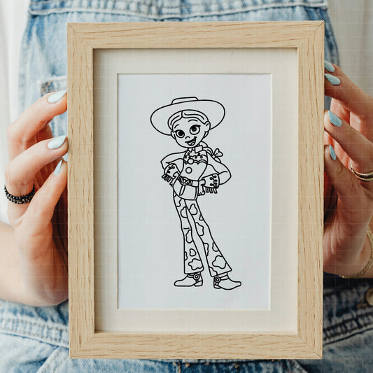 COD6196 - Jessie The Cowgirl line art pack bundle, Disney clipart Svg, Png, Eps, Dxf, Jpeg, vector.