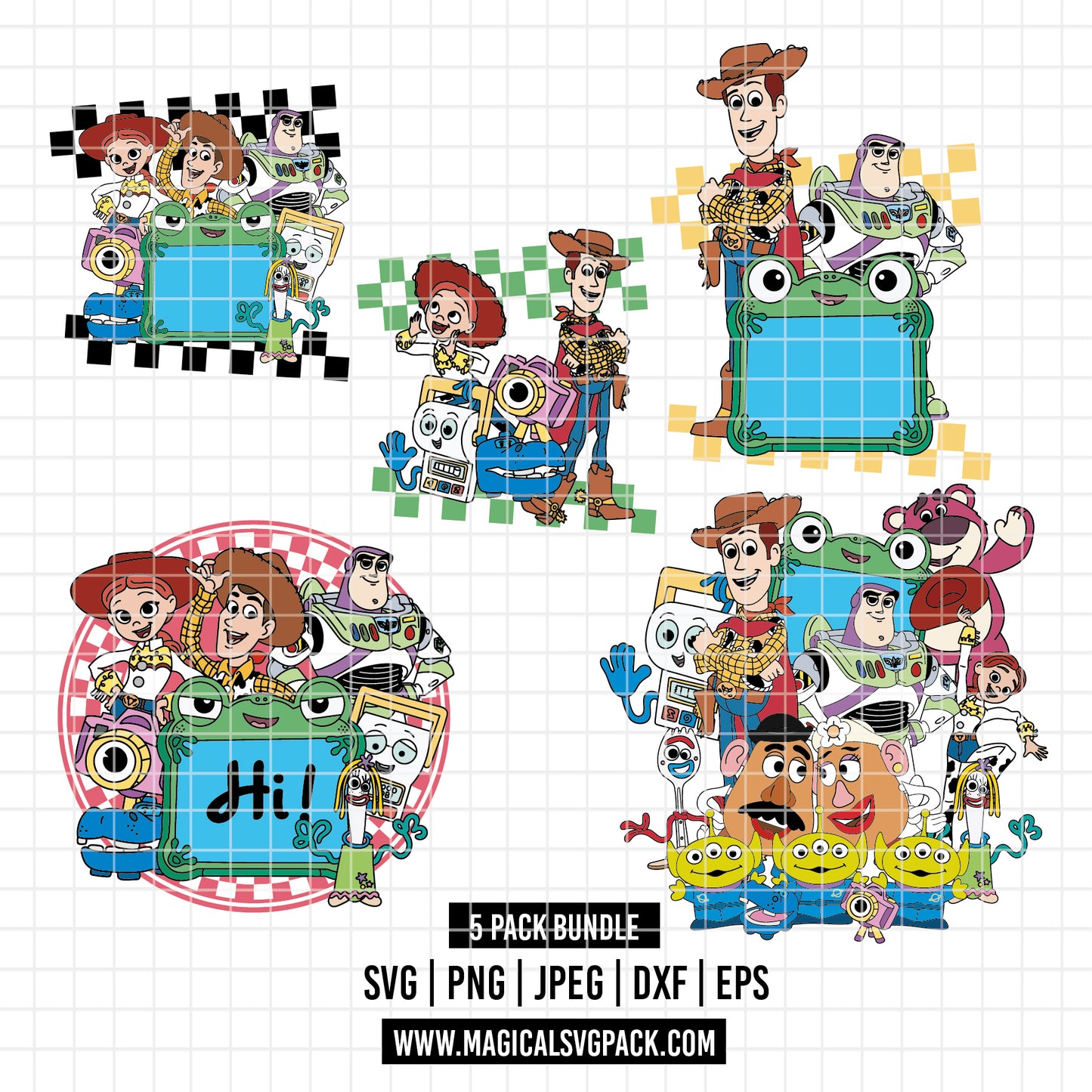 COD6198 - Toy Story characters pack bundle, Disney clipart Svg, Png, Eps, Dxf, Jpeg, vector.