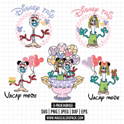COD6204 - Forky & Knifey trips pack bundle, Disney clipart Svg, Png, Eps, Dxf, Jpeg, vector.