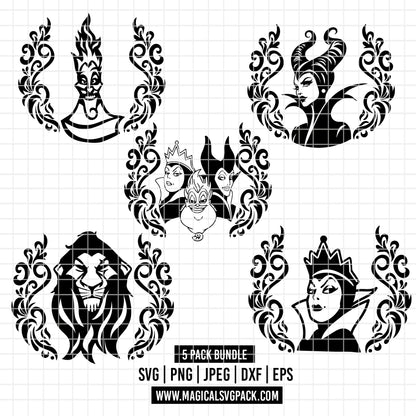 COD6215 - Disney Villains pack bundle, Disney villains clipart Svg, Png, Eps, Dxf, Jpeg, vector.