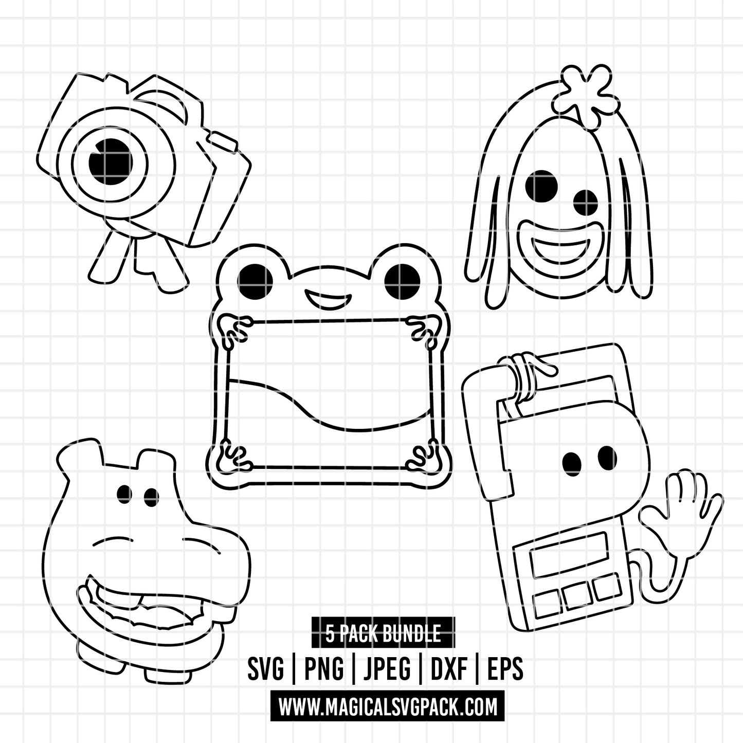 COD6221 - Toy Story 5 - New characters pack bundle line art, Disney clipart Svg, Png, Eps, Dxf, Jpeg, vector.