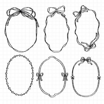 COD6299 - Bow Frames bundle line art clipart Svg, Png, Eps, Dxf, Jpeg, vector.