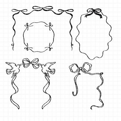 COD6299 - Bow Frames bundle line art clipart Svg, Png, Eps, Dxf, Jpeg, vector.