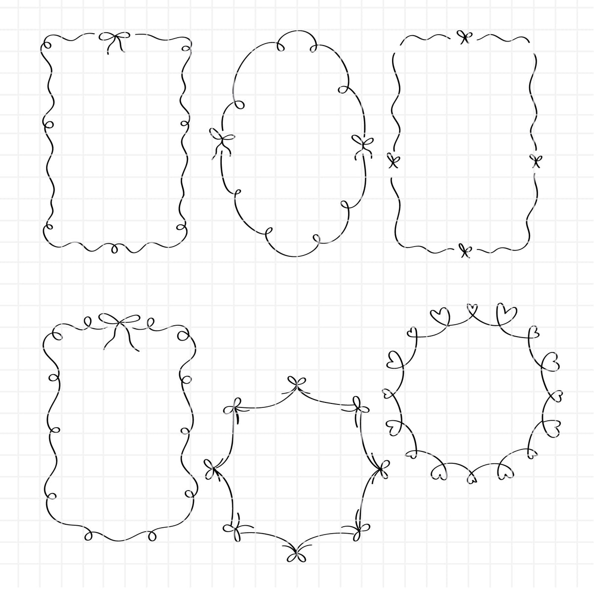 COD6299 - Bow Frames bundle line art clipart Svg, Png, Eps, Dxf, Jpeg, vector.