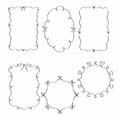 COD6299 - Bow Frames bundle line art clipart Svg, Png, Eps, Dxf, Jpeg, vector.