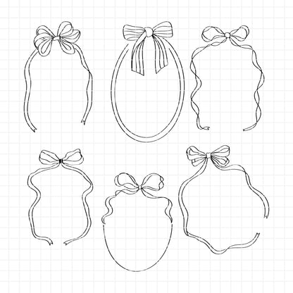 COD6299 - Bow Frames bundle line art clipart Svg, Png, Eps, Dxf, Jpeg, vector.