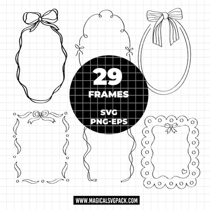 COD6299 - Bow Frames bundle line art clipart Svg, Png, Eps, Dxf, Jpeg, vector.