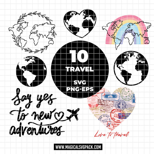 COD6301 - Travel's love bundle clipart Svg, Png, Eps, Dxf, Jpeg, vector.