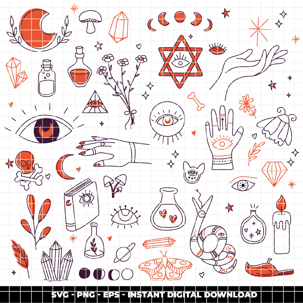COD6302 - Esoteric Icons bundle clipart Svg, Png, Eps, Dxf, Jpeg, vector.