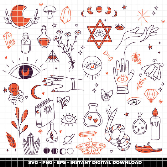 COD6302 - Esoteric Icons bundle clipart Svg, Png, Eps, Dxf, Jpeg, vector.