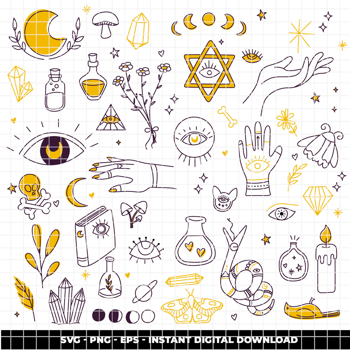 COD6302 - Esoteric Icons bundle clipart Svg, Png, Eps, Dxf, Jpeg, vector.