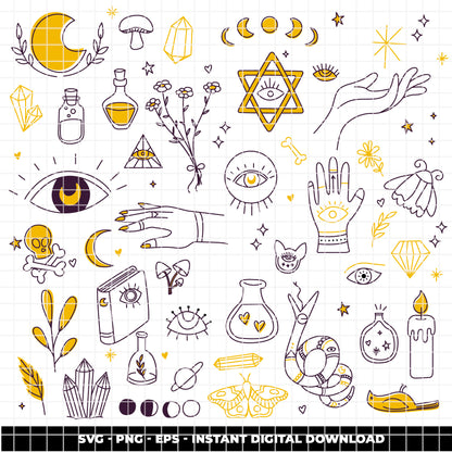 COD6302 - Esoteric Icons bundle clipart Svg, Png, Eps, Dxf, Jpeg, vector.