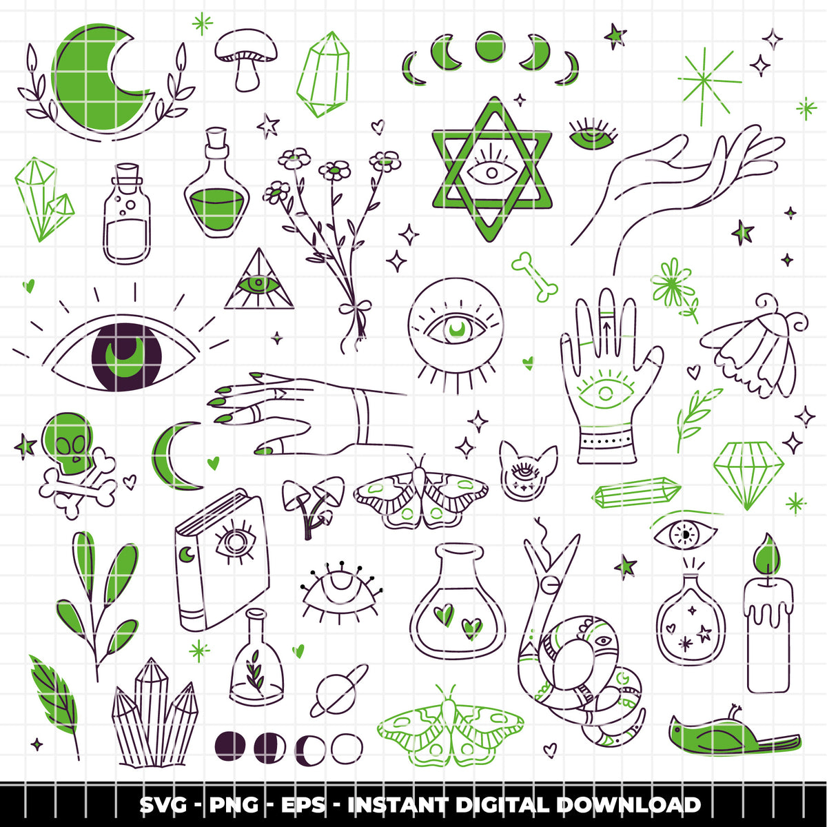 COD6302 - Esoteric Icons bundle clipart Svg, Png, Eps, Dxf, Jpeg, vector.