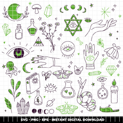 COD6302 - Esoteric Icons bundle clipart Svg, Png, Eps, Dxf, Jpeg, vector.