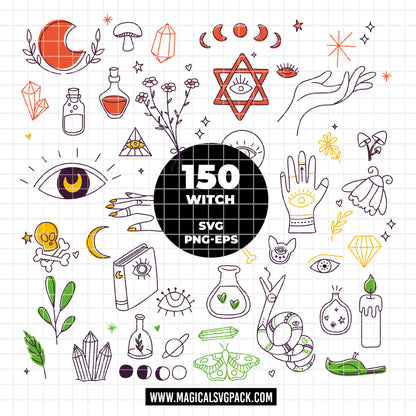 COD6302 - Esoteric Icons bundle clipart Svg, Png, Eps, Dxf, Jpeg, vector.