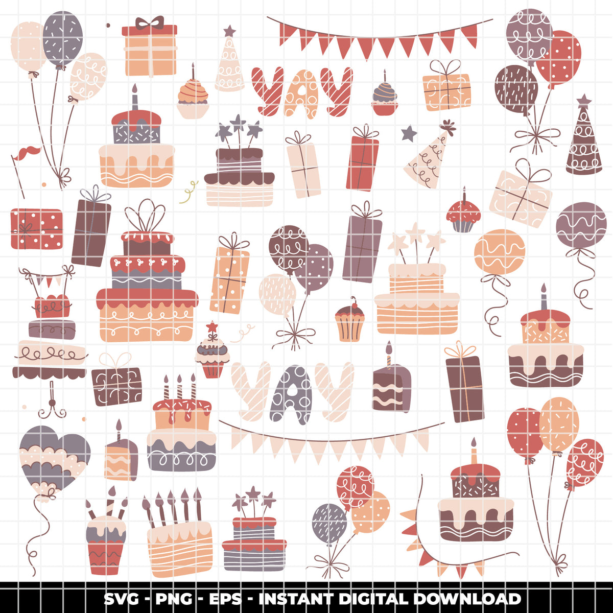COD6303 - Birthday SVG Bundle PNG EPS, 183 Party Clipart.