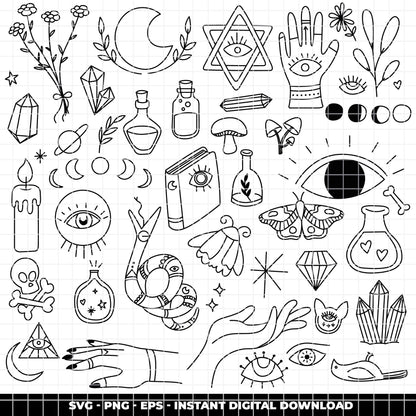 COD6306 - Halloween SVG Bundle PNG EPS, 122 Spooky Clipart.