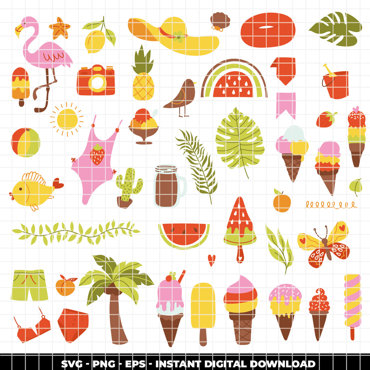 COD6307 - Summer Doodle SVG PNG Bundle | 145 Beach Clipart.