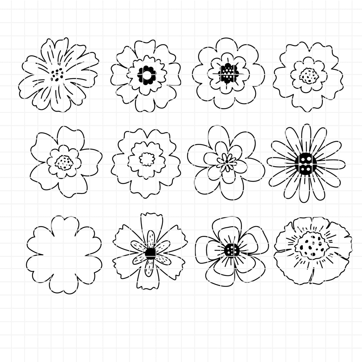 COD6313 - Botanical SVG Bundle PNG EPS, 97 Flower Leaf Dandelion Clipart, Floral Line Art svg, Wildflower Leaves, Garden, Instant Download