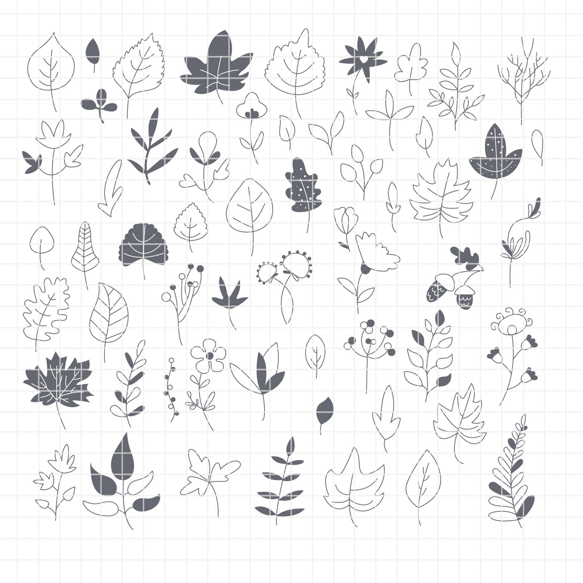 COD6313 - Botanical SVG Bundle PNG EPS, 97 Flower Leaf Dandelion Clipart, Floral Line Art svg, Wildflower Leaves, Garden, Instant Download