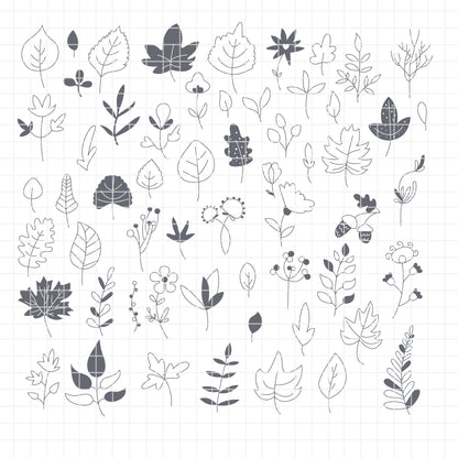 COD6313 - Botanical SVG Bundle PNG EPS, 97 Flower Leaf Dandelion Clipart, Floral Line Art svg, Wildflower Leaves, Garden, Instant Download