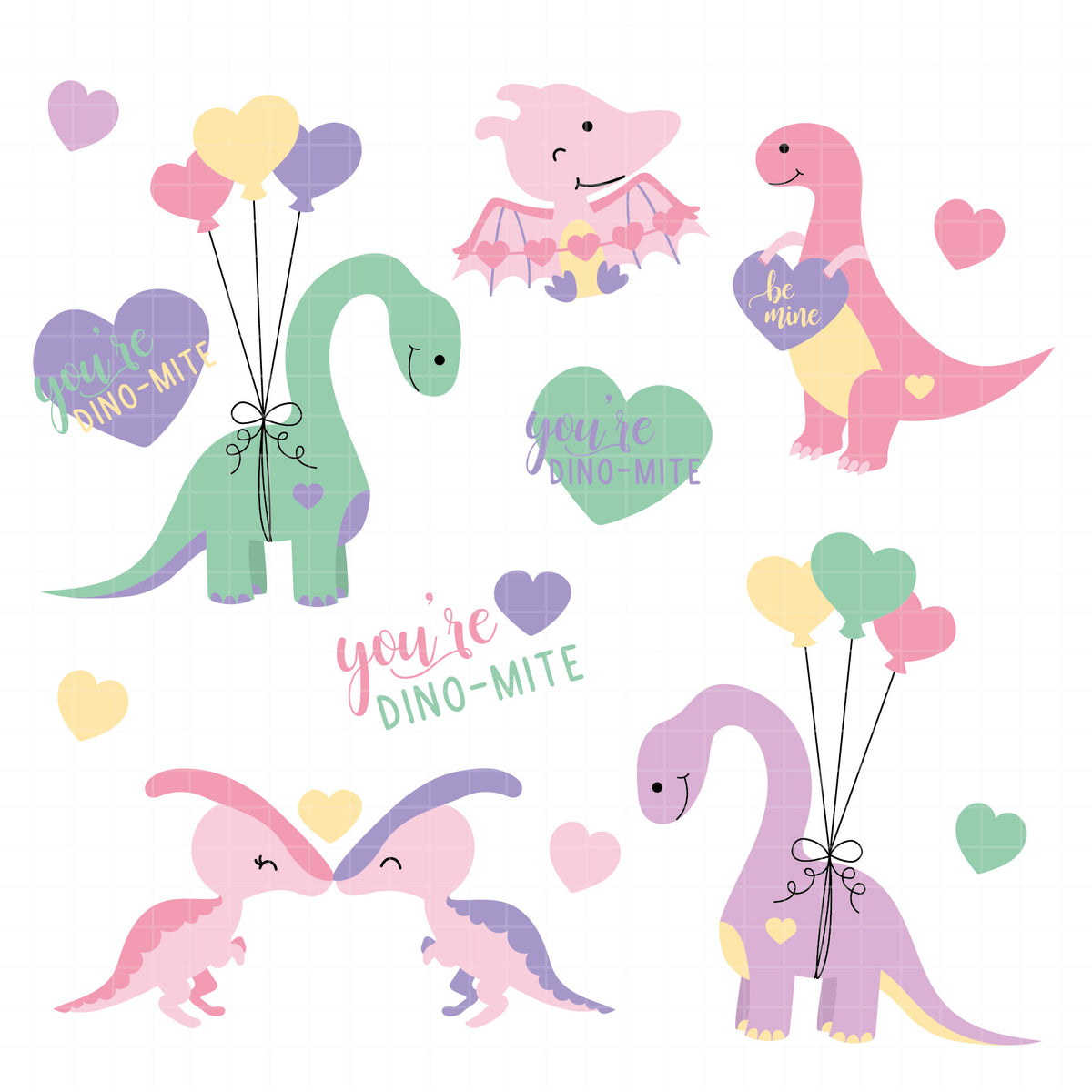 COD6314 - Dinosaur Bundle PNG EPS, 154 Cute Dino Clipart, T-Rex Triceratops Stegosaurus