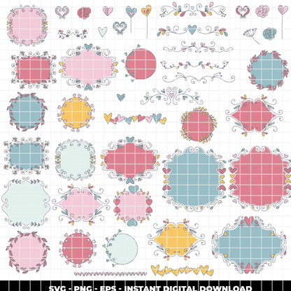 COD6316 -Bullet Journal SVG Bundle PNG EPS, 266 Planner Sticker Clipart, Floral Frame svg, Boho Rainbow Days Week, Journaling