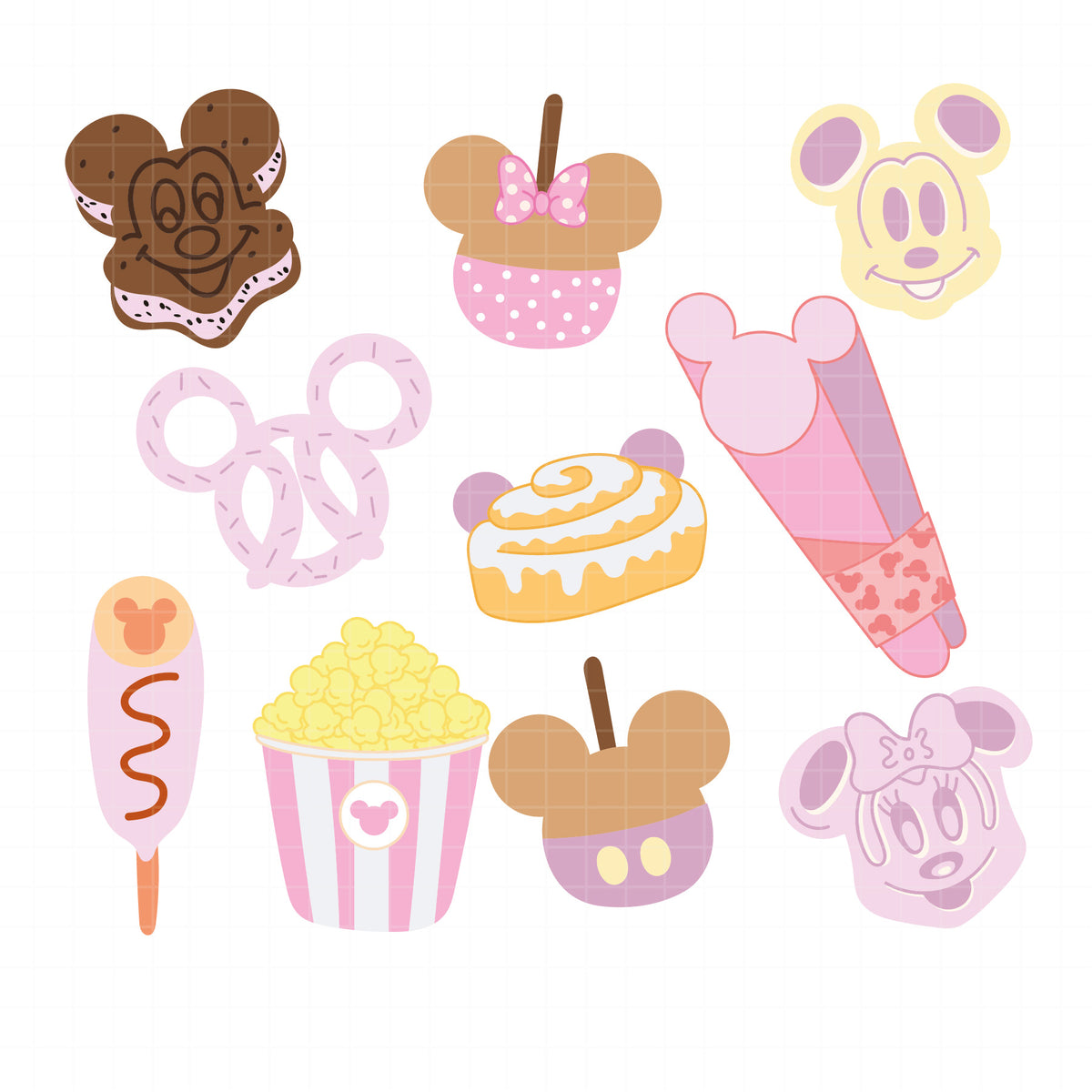 COD6318 - Disney Cute Snack Goals bundle, Disney trips clipart Svg, Png, Eps, Dxf, Jpeg, vector.