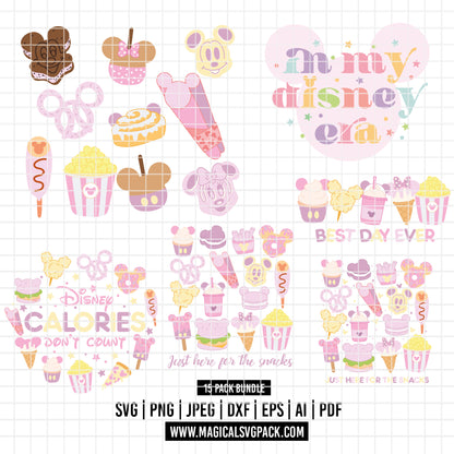 COD6318 - Disney Cute Snack Goals bundle, Disney trips clipart Svg, Png, Eps, Dxf, Jpeg, vector.