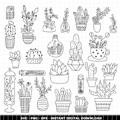 COD6400 - Cactus & plants bundle clipart SVG | PNG | EPS.
