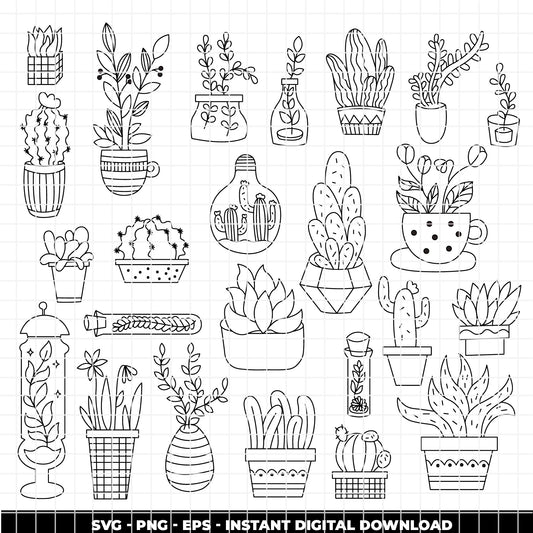 COD6400 - Cactus & plants bundle clipart SVG | PNG | EPS.