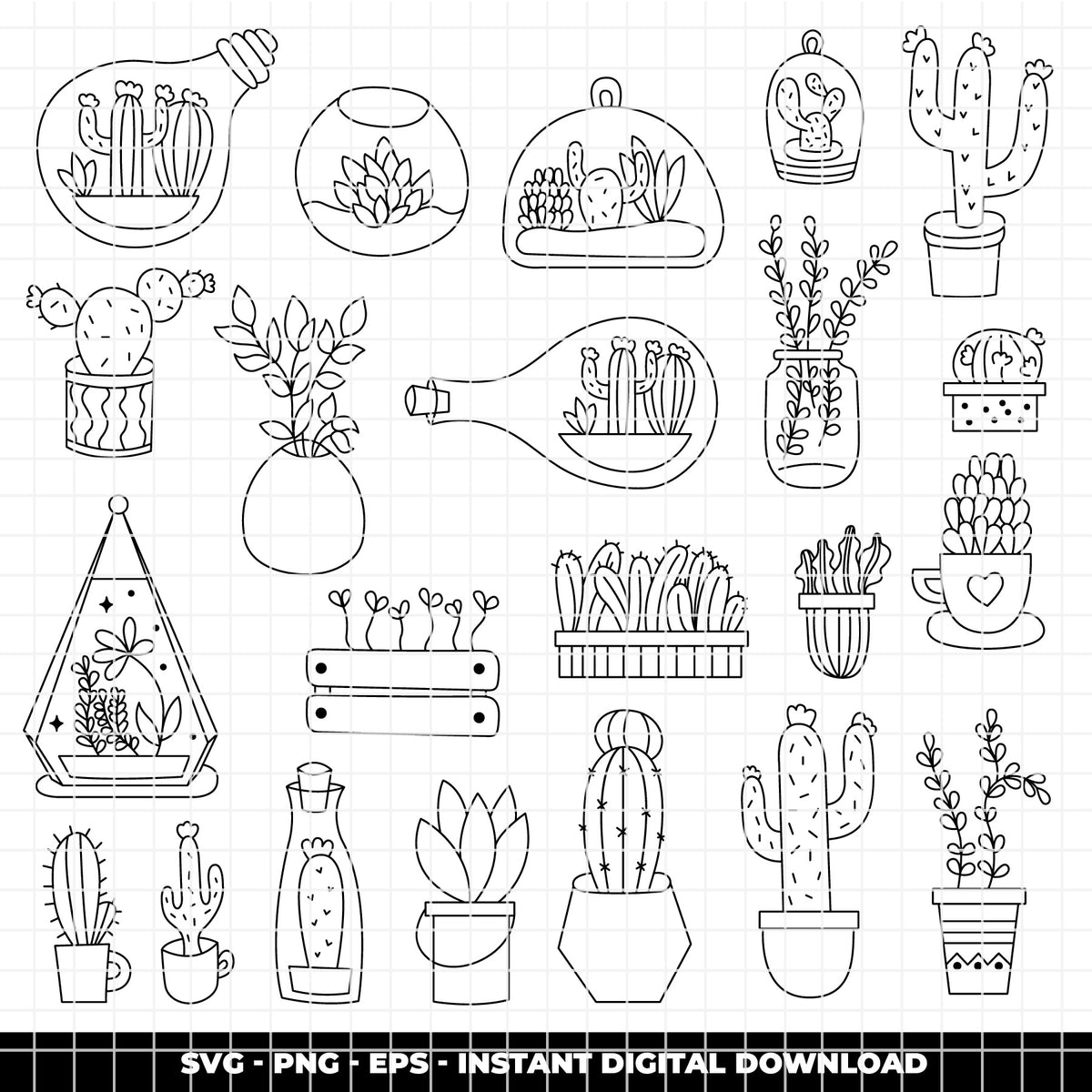 COD6400 - Cactus & plants bundle clipart SVG | PNG | EPS.