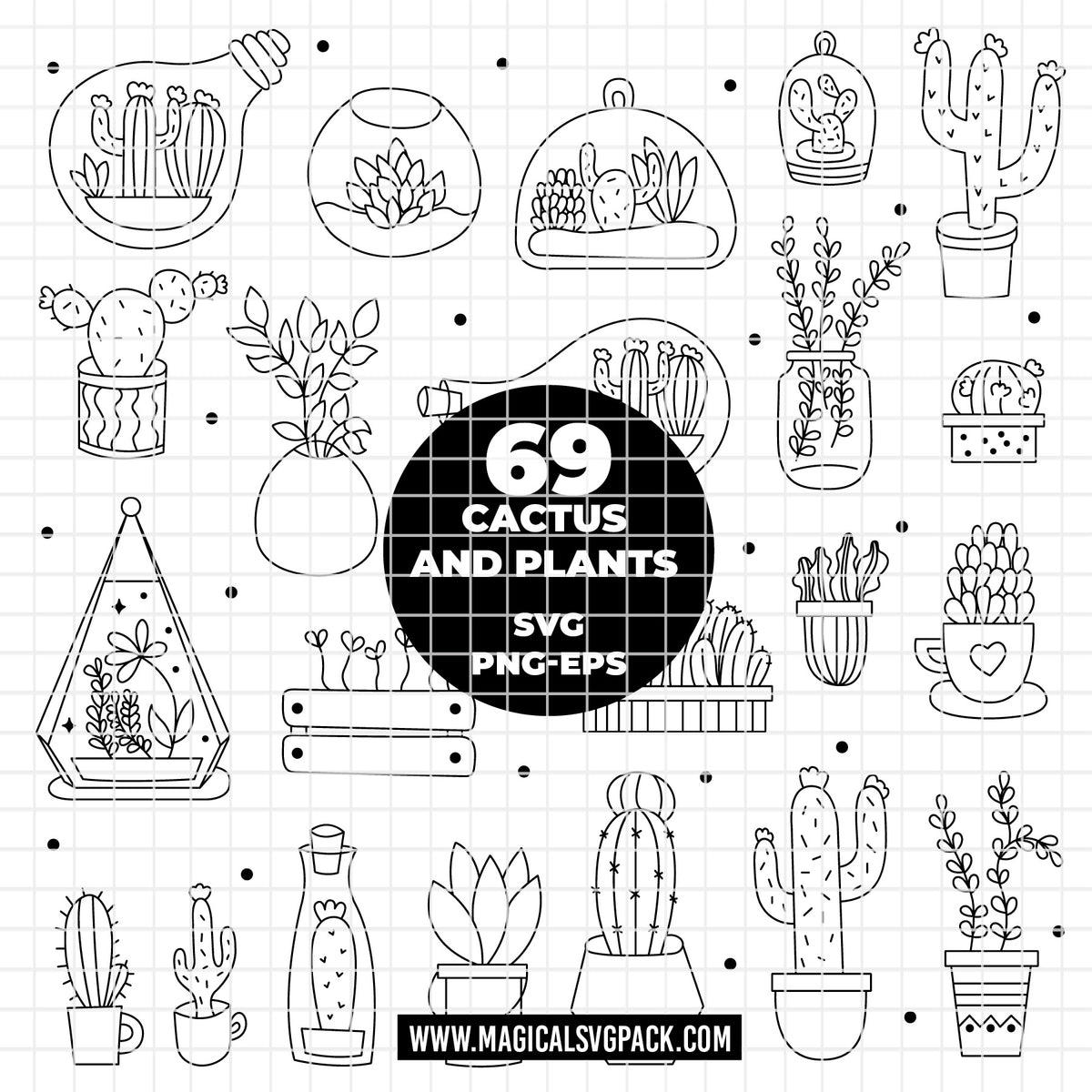 COD6400 - Cactus & plants bundle clipart SVG | PNG | EPS.