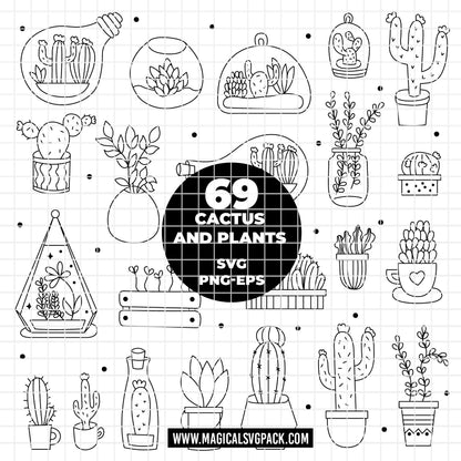COD6400 - Cactus & plants bundle clipart SVG | PNG | EPS.