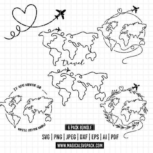 COD6401 - Travel's love bundle clipart Svg, Png, Eps, Dxf, Jpeg, vector.