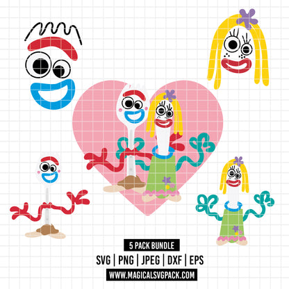 COD6402 - Forky & Knifey pack bundle, Disney clipart Svg, Png, Eps, Dxf, Jpeg, vector.