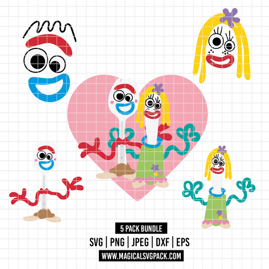 COD6402 - Forky & Knifey pack bundle, Disney clipart Svg, Png, Eps, Dxf, Jpeg, vector.