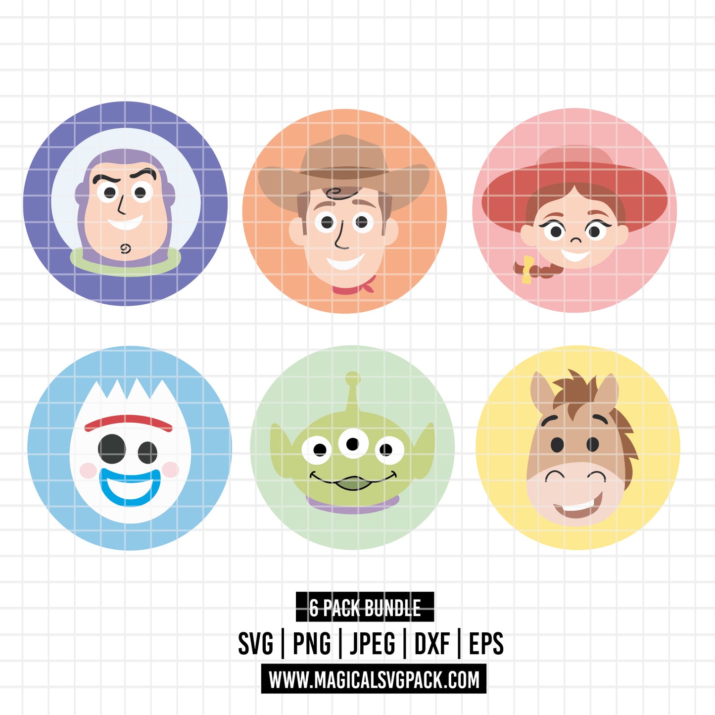 COD6544 - Toy Story characters pack bundle cartoon mode, Disney clipart Svg, Png, Eps, Dxf, Jpeg, vector.