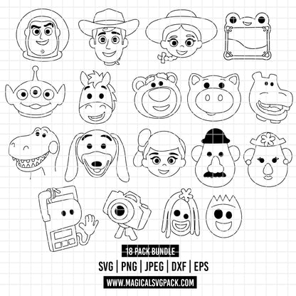 COD6546 - Toy Story 5 mega bundle cartoon mode line art, Disney clipart Svg, Png, Eps, Dxf, Jpeg, vector.