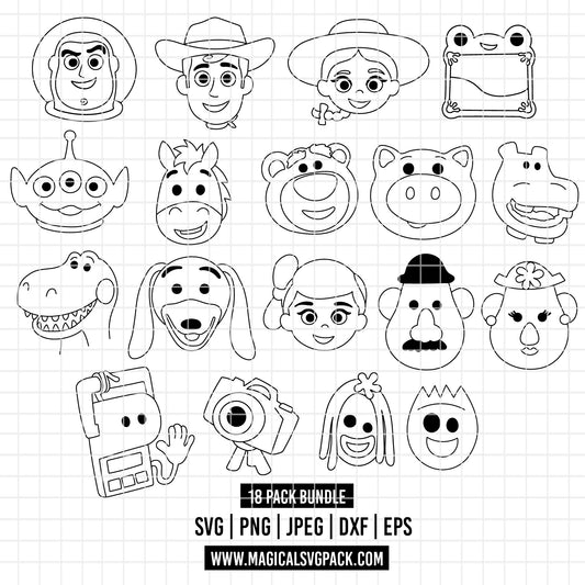 COD6546 - Toy Story 5 mega bundle cartoon mode line art, Disney clipart Svg, Png, Eps, Dxf, Jpeg, vector.