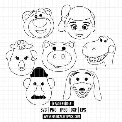 COD6558 - Toy Story pack bundle line art, Disney clipart Svg, Png, Eps, Dxf, Jpeg, vector.