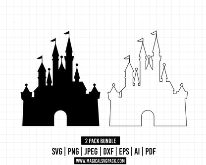 COD06 - Disney Castle Magic Kingdom bundle, Disneyland clipart Svg, Png, Eps, Dxf, Jpeg, vector.